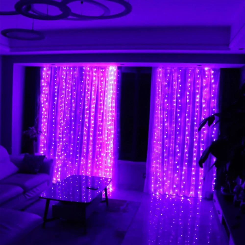 3/6M USB LED Curtain 8Modes Remote Control Lights Holiday Wedding Garland for Bedroom Living Room Decor Ramadan Decorations