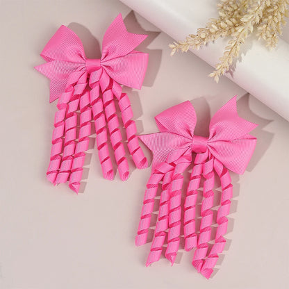 Sweet Unicorn Hair Clips For Girl Bow Barrette Cute Tassel Ribbon Curly Ponytail Hairpins Accessories