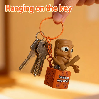 Tung tung tung Sahur Keychain Wooden Stick Man Button Keychain Luminous Pendant Anime Peripheral Decor Decor Gift Toys