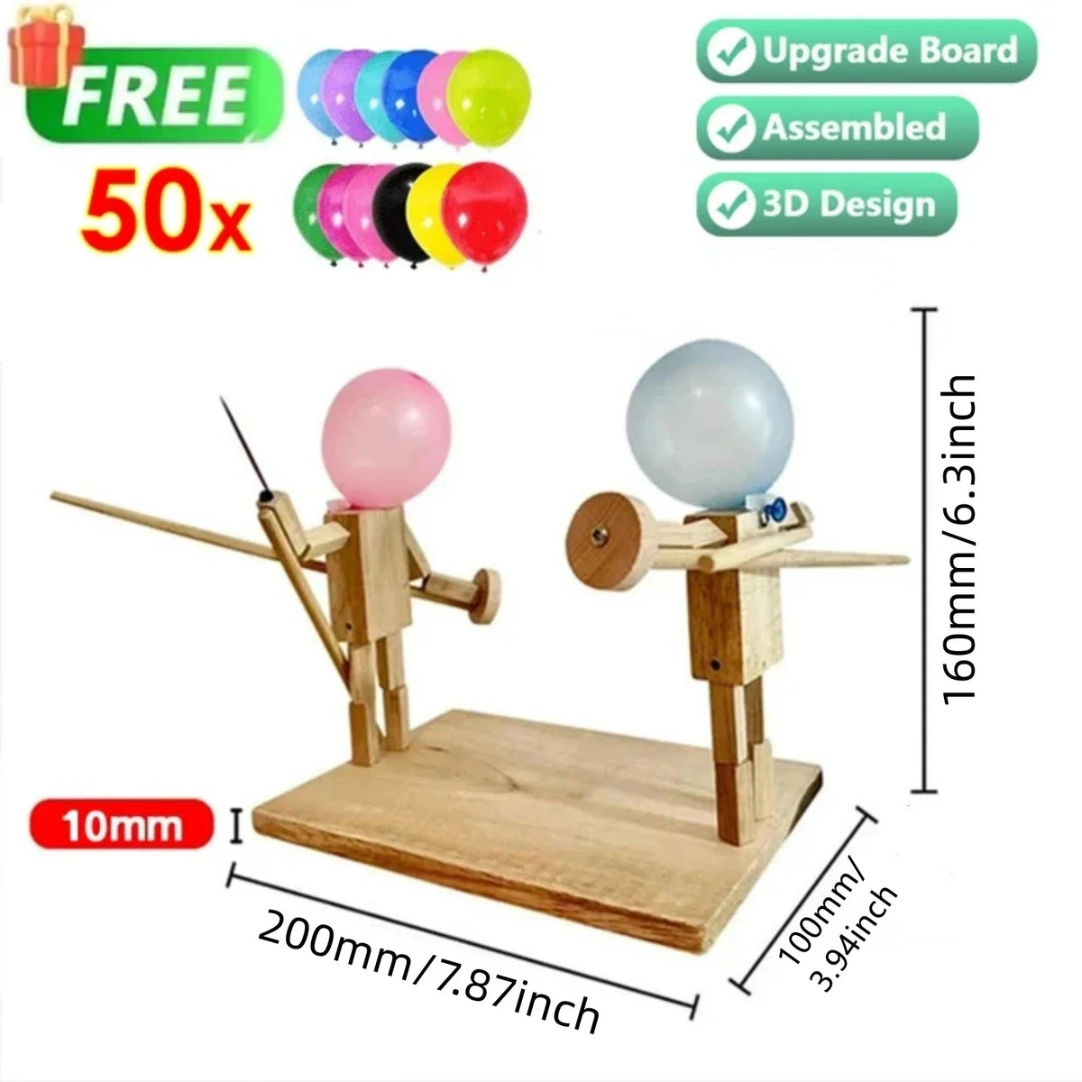 Wooden Battle Game Two-Player Fencing Toy for Kids