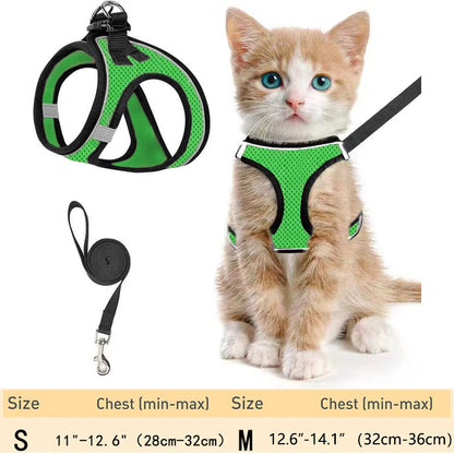 Cat Harness and Leash – Adjustable Reflective Soft Mesh Vest