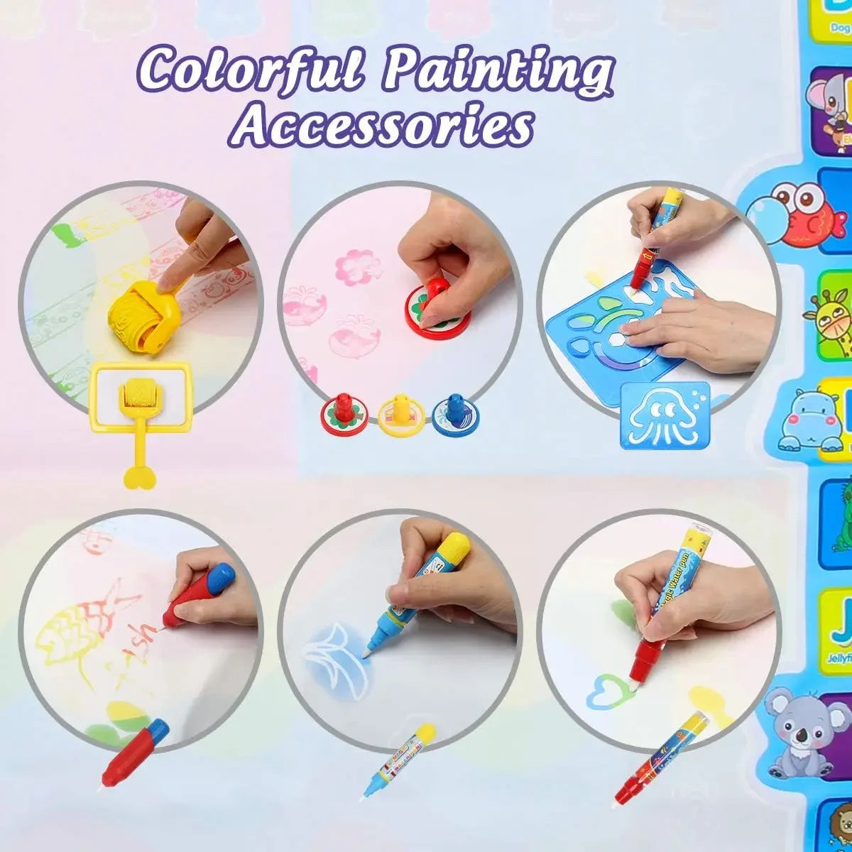 Magic Water Drawing Mat Coloring Doodle with Reusable Magic Pens Montessori Painting Board Educational Toys Kids Gifts