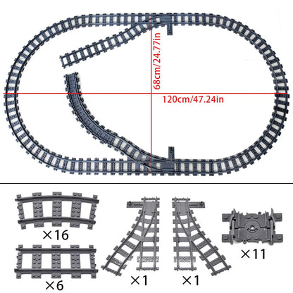 Train Track Building Blocks DIY Railroad Set for Kids &amp; Adults