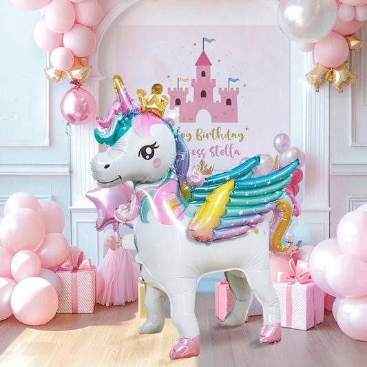 Unicorn Foil Balloon, 25-Inch Freestanding Birthday Decoration
