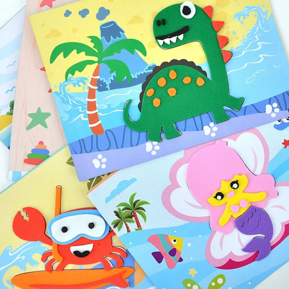 EVA Foam Sticker Puzzle Set with 3D Animal Crafts for Kids