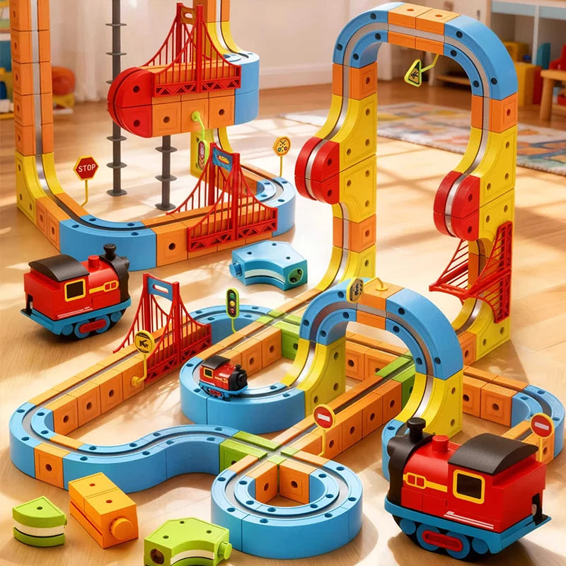 Magnetic Electric Train Set with DIY Track Building