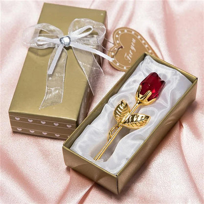 Crystal Rose Figurine – Glass Flower Decoration & Gift