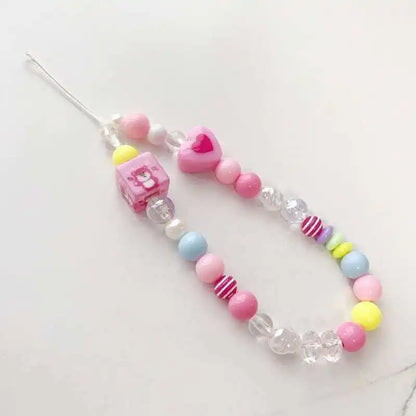 Phone Wrist Lanyard, Colorful Beaded Mobile Phone Strap