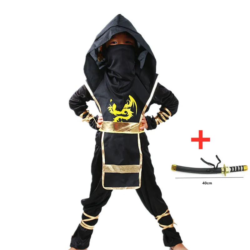 Kids Ninja Costume Set with Hood & Accessories – Halloween Outfit
