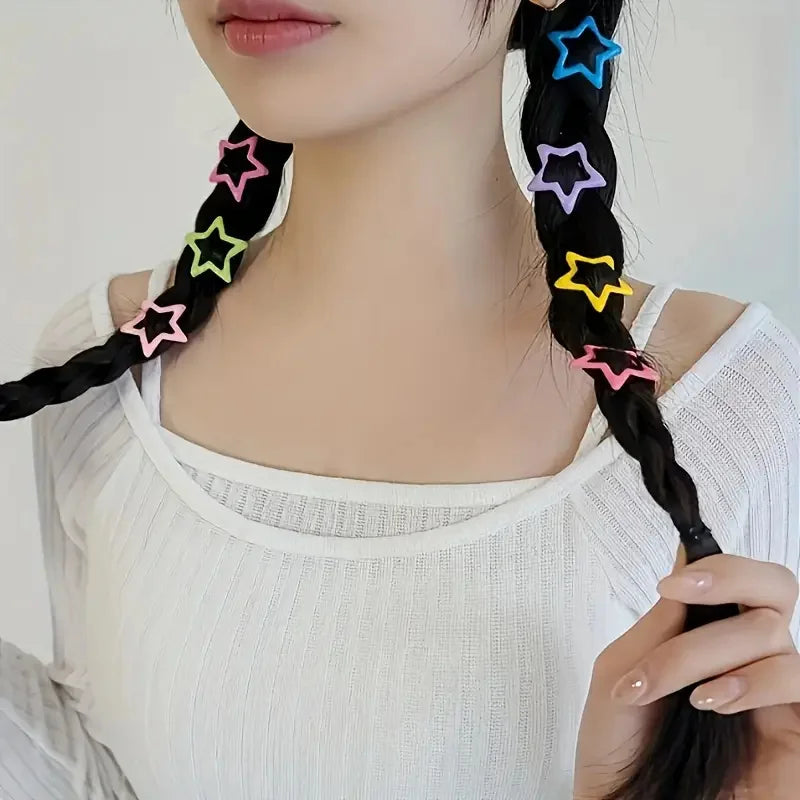 Star Hair Clips Set with Hollow-Out Alloy Design for Girls