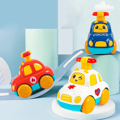 Baby Toy Cars for Toddlers – ABS Push and Go Cartoon Trucks