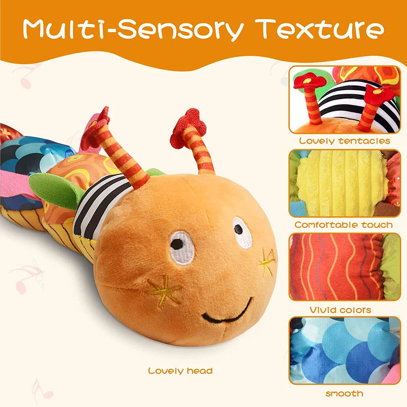 Musical Caterpillar Plush Soft Sensory Rattle Toy for Babies