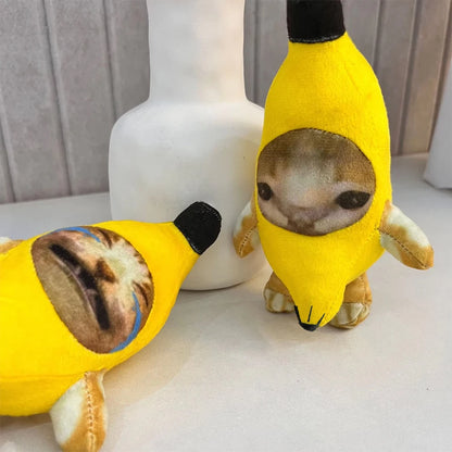 Banana Cat Plush Keychain Pendant with Sound Toy