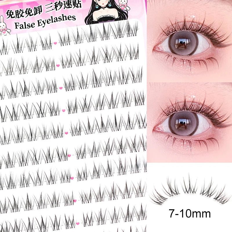 No Glue Needed Idol False Eyelashes Large Capacity 7-9mm Self Adhesive Eyelashes tweezers DIY Lash Extension Cluster Lashes