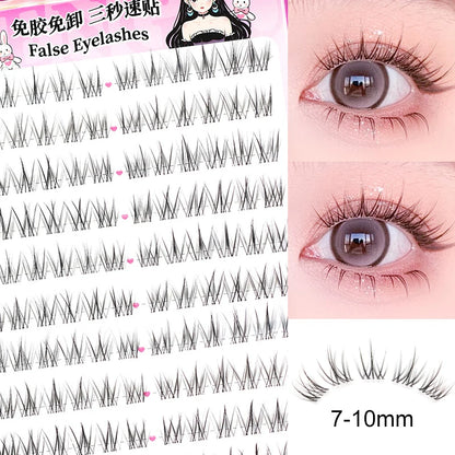 No Glue Needed Idol False Eyelashes Large Capacity 7-9mm Self Adhesive Eyelashes tweezers DIY Lash Extension Cluster Lashes