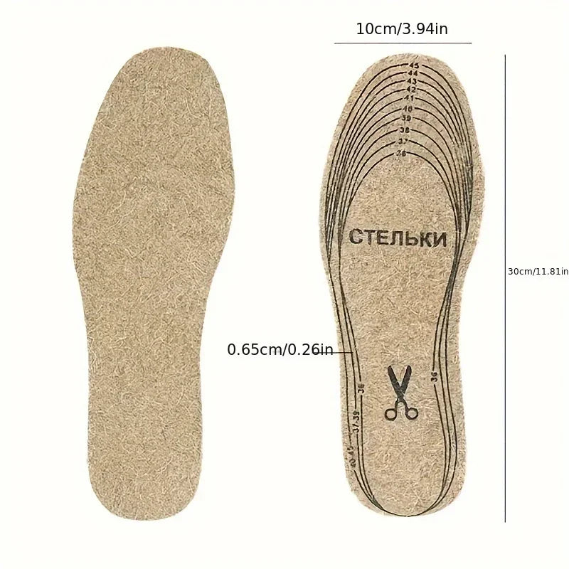 Wool Felt Insoles For Shoes Men Women Warm Shock-absorbing Insoles Shoes Pad Inlegzolen Heren Plantillas Adhesivas Para Zapatos