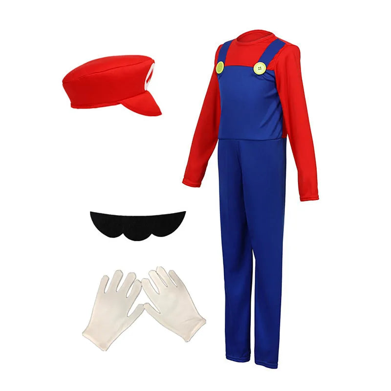 Red Green Game Jumpsuit Costume Kids – Hat Beard & Gloves
