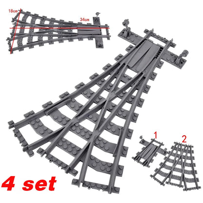 NEW City Trains Flexible Tracks Soft Straight Curved Rails Switch Building Block Creative Models Railways Toys For Kids Gifts