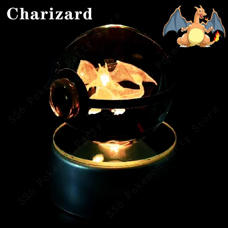 3D Crystal Ball Night Light – LED Glass Lamp with Colorful Base