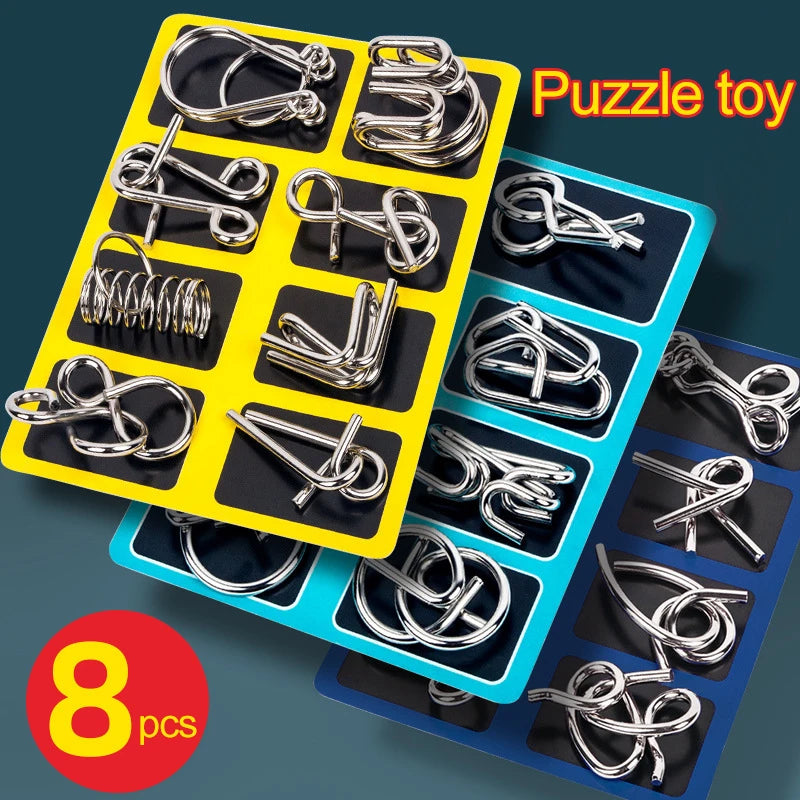 Metal Wire Puzzle Set 8-Piece Mind Brain Teaser for Kids & Adults