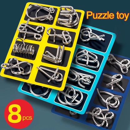 Metal Wire Puzzle Set 8-Piece Mind Brain Teaser for Kids & Adults