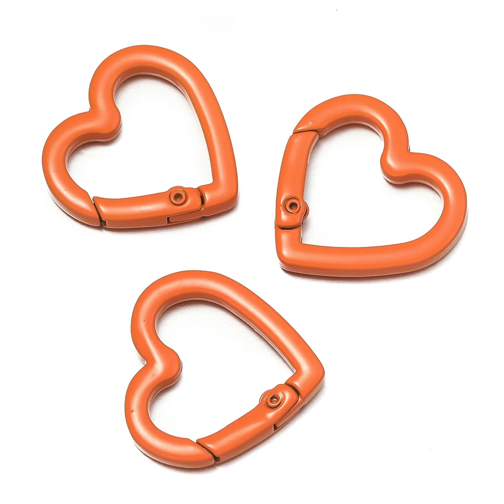 Heart Carabiner Clips, Metal Spring Clasp Keychain Hooks 5pcs