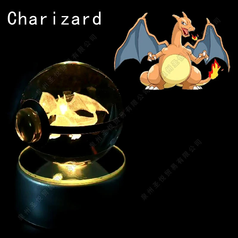 3D Crystal Ball Night Light – LED Glass Lamp with Colorful Base