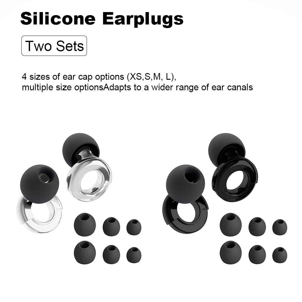 Quiet Ear Plugs for Noise Reduction – Super Soft, Reusable Hearing Protection for Sleep,Swim, Work 8 Ear Tips in XS/S/M/L