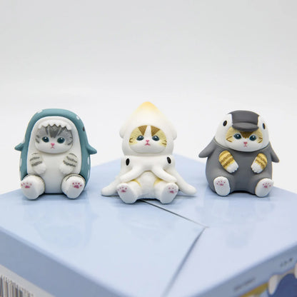 Marine Animal Cat Figurines – Cute Blind Box Table Ornaments