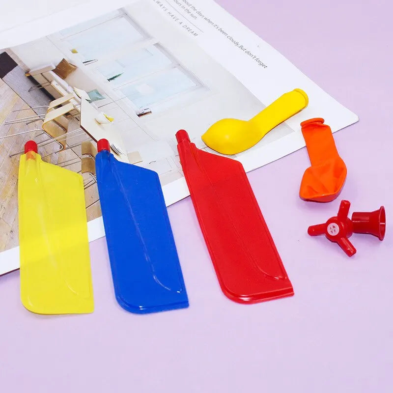 3/6/9Pcs Children Balloon Airplane Outdoor Toy Science Experiment Mechanics Teaching Balloon Helicopter