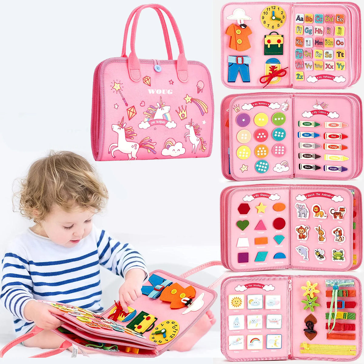 Montessori Busy Board – Toddler Sensory Activity & Learning Toy
