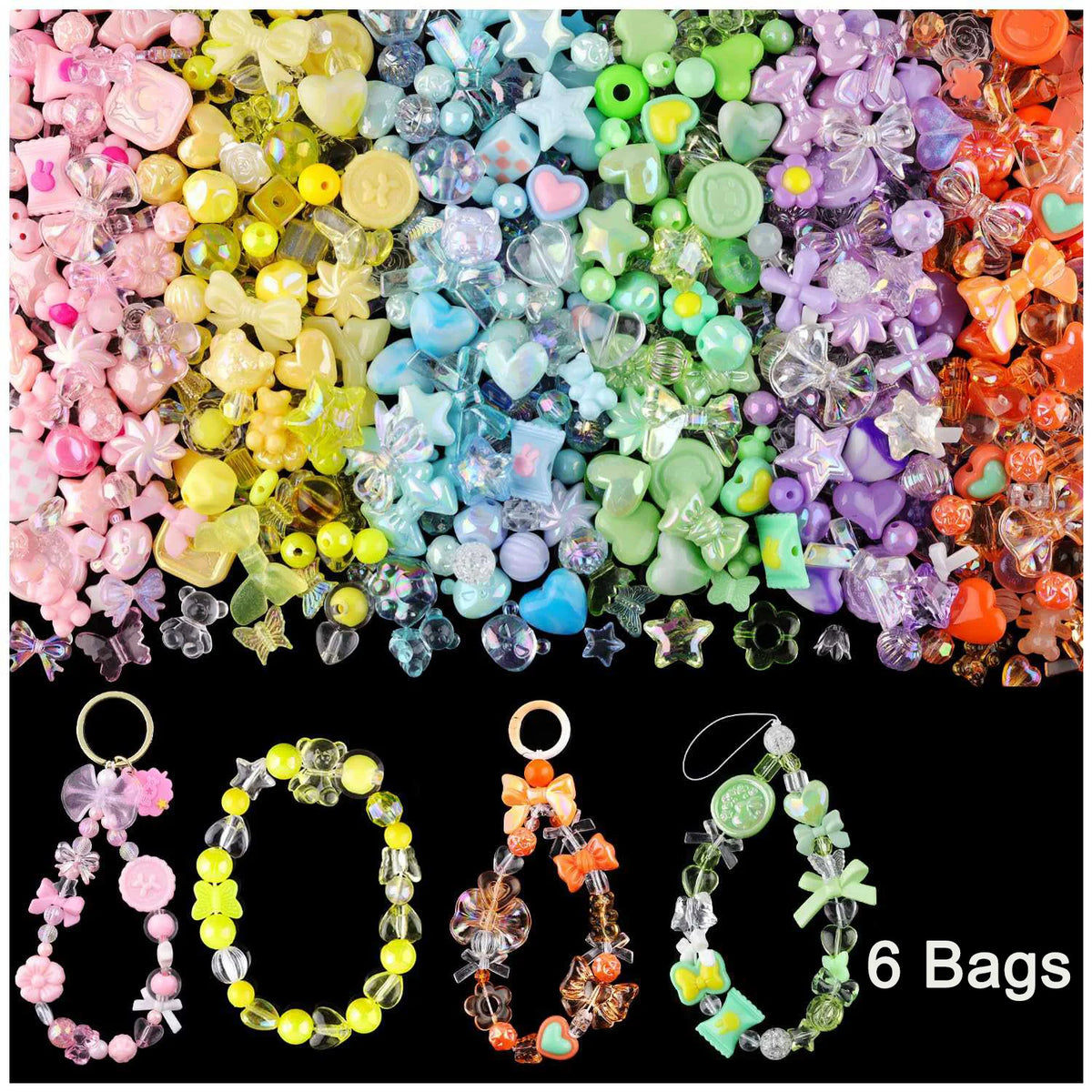 1bag Mixing Style Candy Color Acrylic Beads For DIY Handmade Bracelet Jewelry Making Phone Chain Accessories