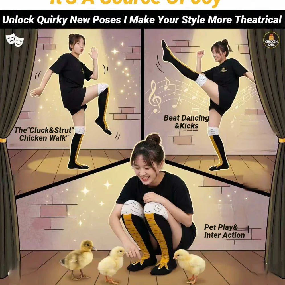 CHUANGERM Men Funny 3D Chicken Socks Print High Flexibility Thigh High Tube Sock Fashion Thin Toe Feet