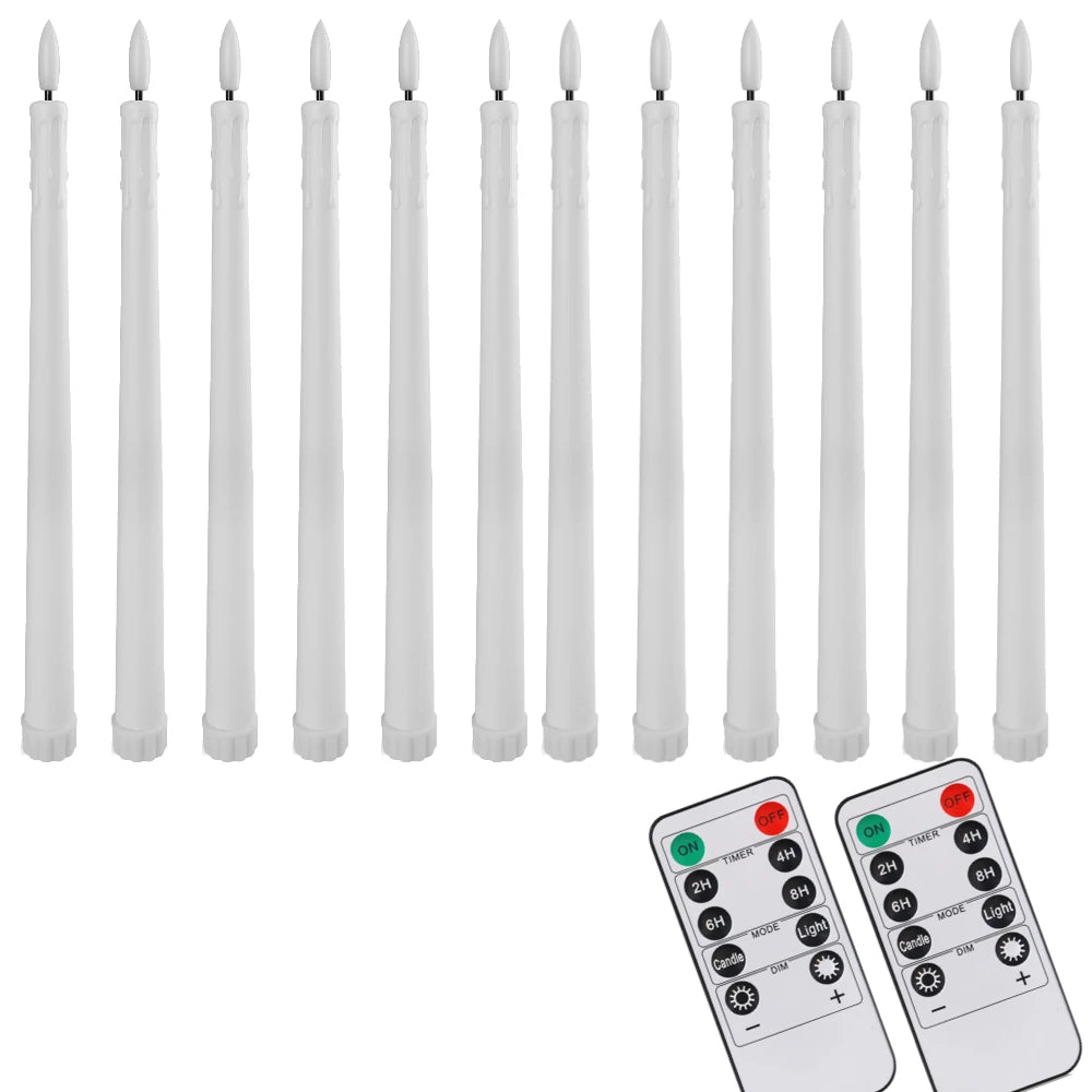 LED Flameless Taper Candles with Remote and Timer, 12/24 Pack
