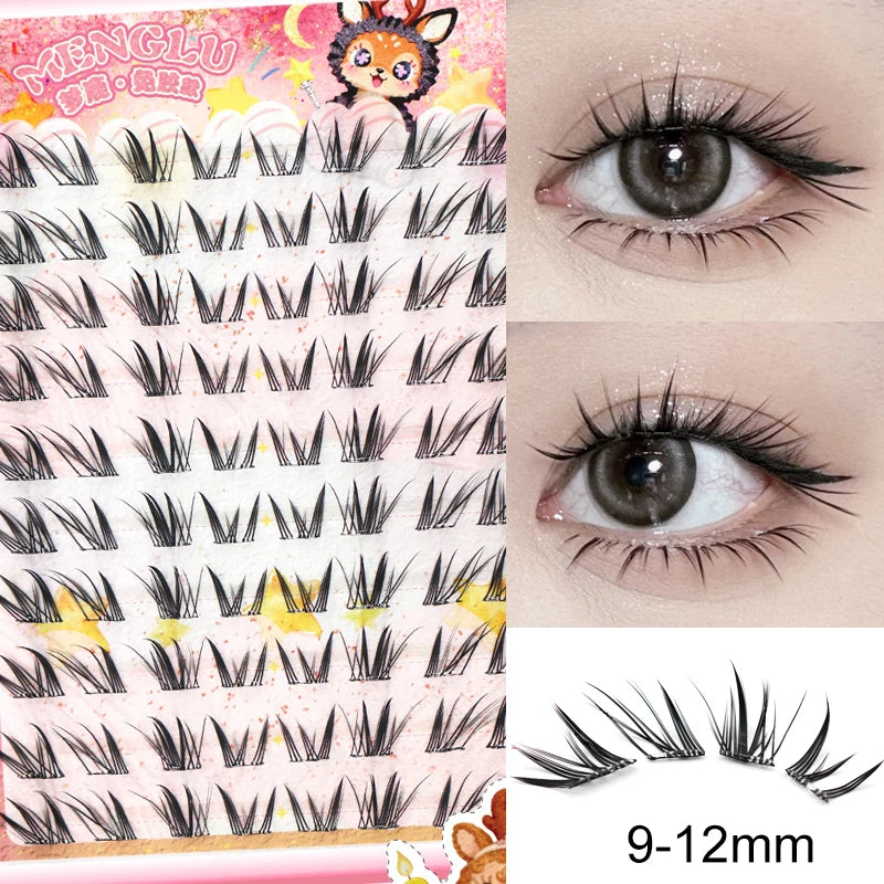 No Glue Needed Idol False Eyelashes Large Capacity 7-9mm Self Adhesive Eyelashes tweezers DIY Lash Extension Cluster Lashes