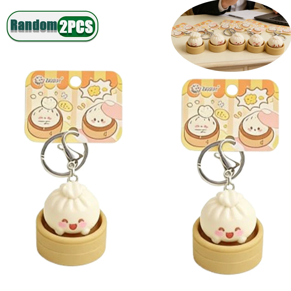 Steamed Bun Keychain Squeeze Fidget Toy Soft Food Shaped 1-8pcs