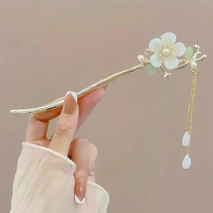 Chinese Hair Stick, Floral Tassel Hairpin for Women & Hairstyles