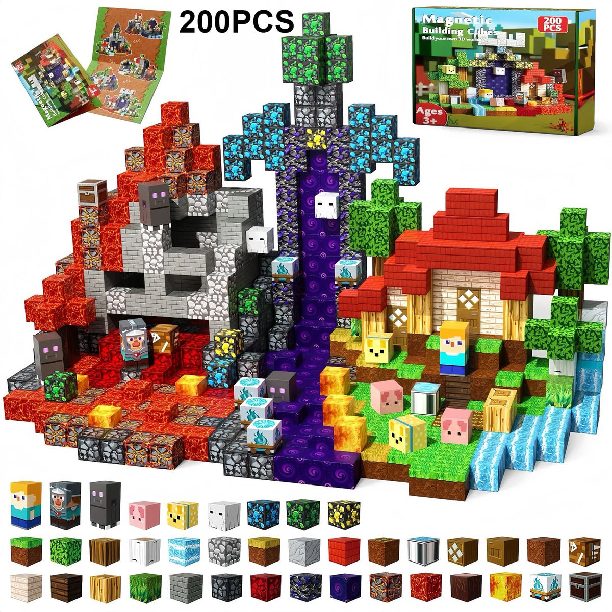 Magnetic Tiles 100-300pcs Building Blocks STEM Toy for Kids