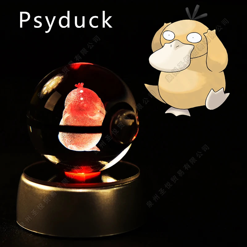 3D Crystal Ball Night Light – LED Glass Lamp with Colorful Base