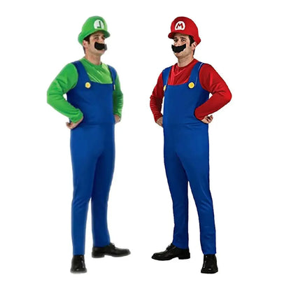 Green Plumber Costume Adult Unisex Set with Hat & Mustache