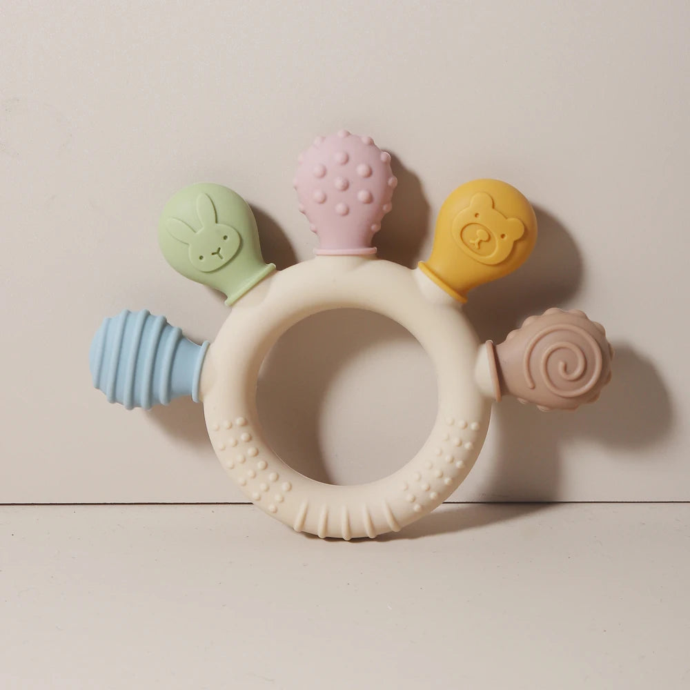 Baby Ring Teether Multicolor Silicone Teething Toy