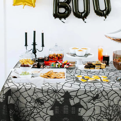 Halloween Spider Web Table Runner – Black Tablecloth Decor