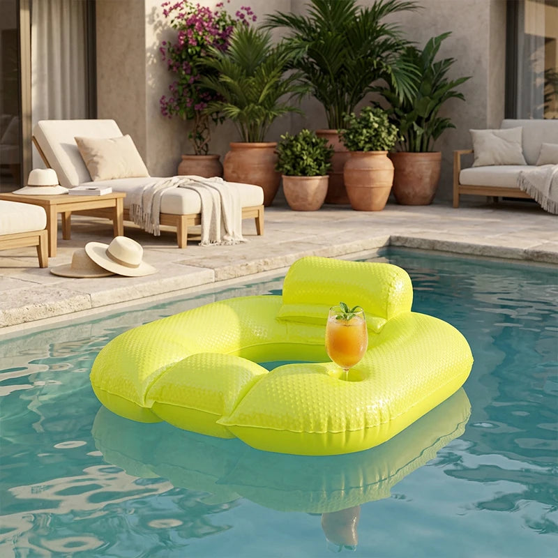 Inflatable Pool Float Chair with Cup Holder