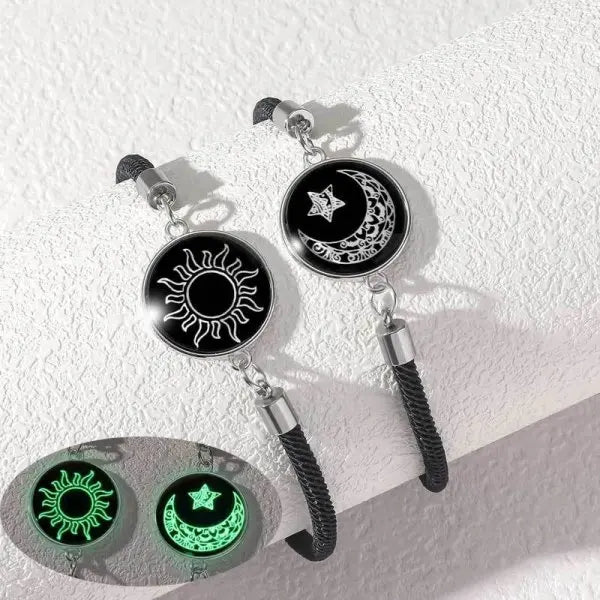 Sun Moon Couple Bracelets, Luminous Matching Rope Bracelets for Couples