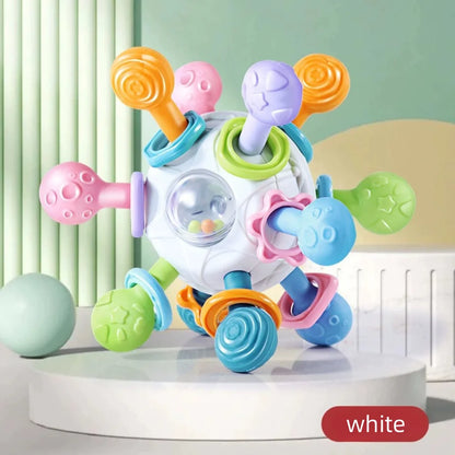 Baby Silicone Teether Grasping Ball – 3-in-1 Rattle Toy
