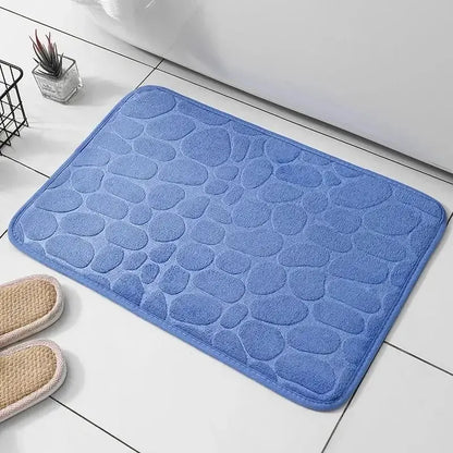 Anti Slip Bathroom Mat – Embossed Pebble Microfiber Floor Rug
