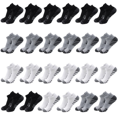 6/24Pairs Ankle Athletic Running Socks Cushioned Breathable Low Cut Sports Tab Socks For Men And Women