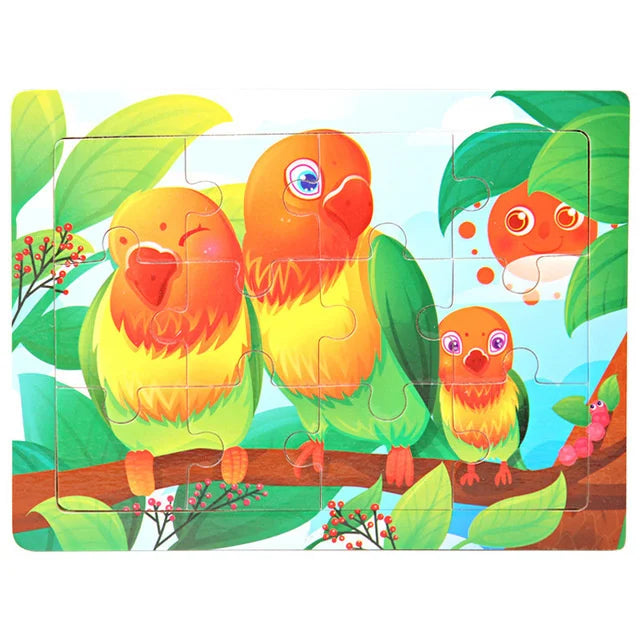 Wooden Puzzle Toys 30-Piece Animal Jigsaw Puzzle for Kids
