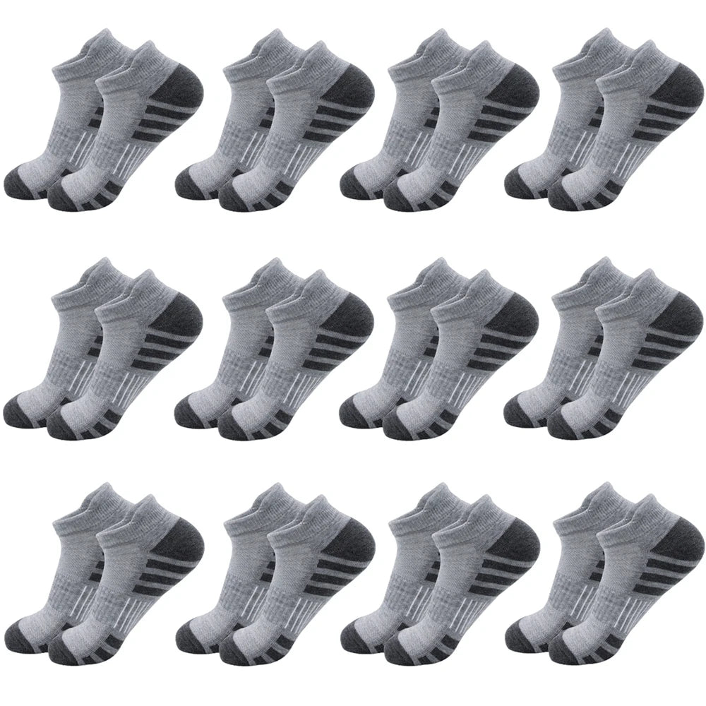 6/24Pairs Ankle Athletic Running Socks Cushioned Breathable Low Cut Sports Tab Socks For Men And Women