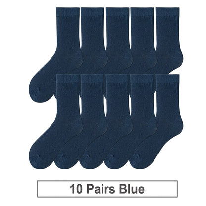 10 Pairs New Men's Cotton Socks Black Business Men Socks Soft Breathable Autumn Spring for Male White US6-10